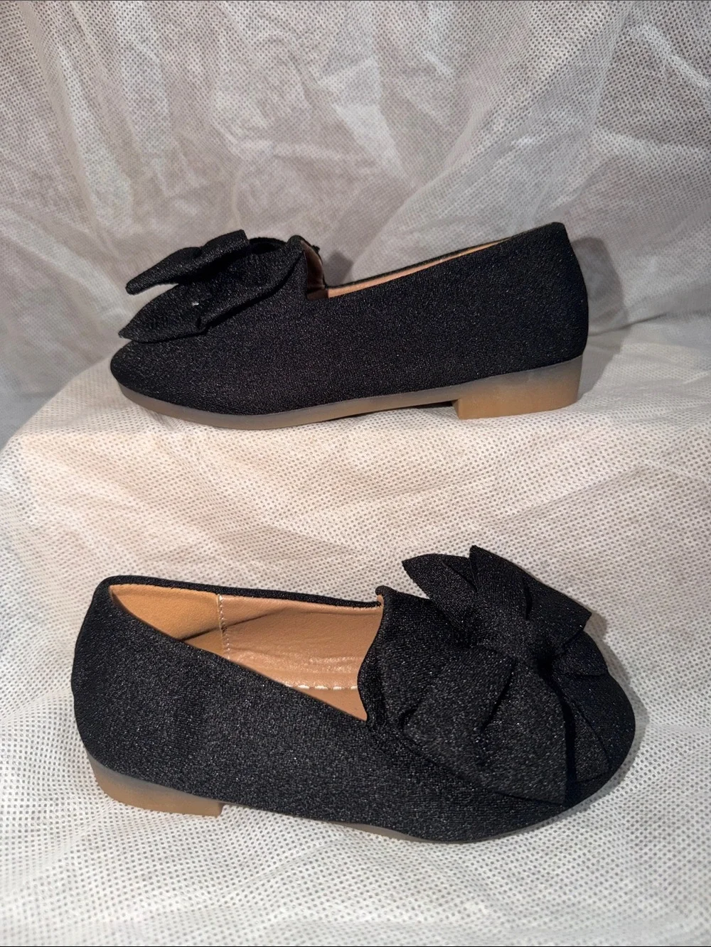 Girls Black Bow Slip-On Kids Shoes size 10